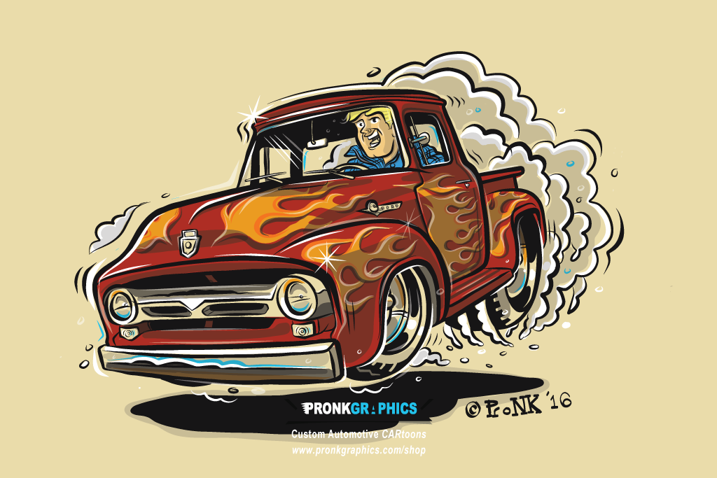 1950 Ford F100 Hotrod Cartoon - Pronk Graphics | Take Creative Action |  Brantford Ontario