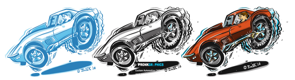 1968 Corvette Hotrod Cartoon - © Timothy Pronk - www.pronkgraphics.com