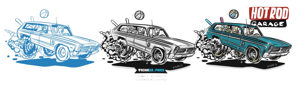 1966 Plymouth Fury Hotrod Garage - Hotrod Cartoon Steps - © Timothy Pronk