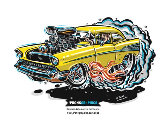 1957 Chevy Bel Air Hot Rod Cartoon Short sleeve t-shirt | Hot Rod Cartoon