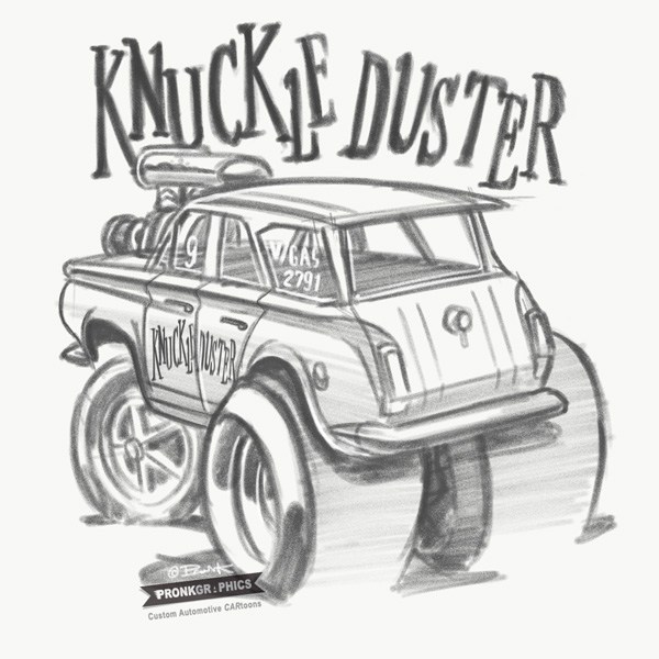 Hotrod Cartoon - Knuckle Duster - ©Timothy Pronk