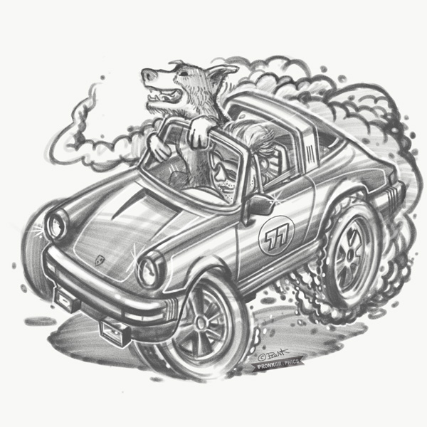 Hotrod Cartoon - Porsche 911 Targa - ©Timothy Pronk