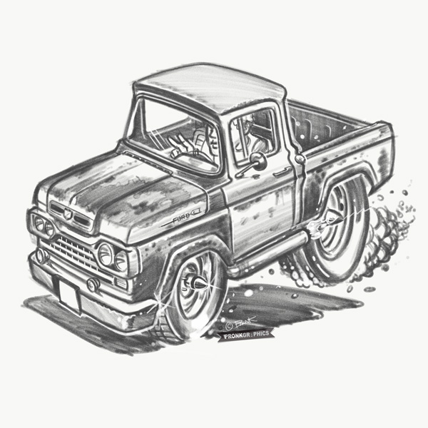 Hotrod Cartoon - 1958 Ford F100 - ©Timothy Pronk