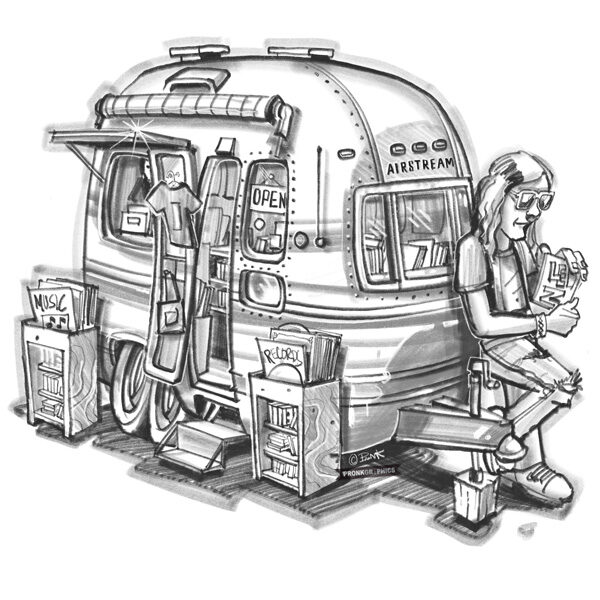 Hotrod Cartoon - 1975 Airstream Land Yacht - ©Timothy Pronk