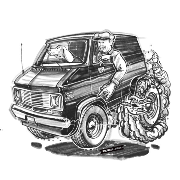 74 Chevy G20 Hot Rod Cartoon - © Timothy Pronk