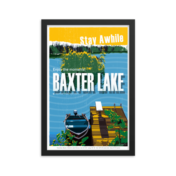Baxter Lake Cottage Decor Framed Art Print | Georgian Bay | Ontario Lakes Poster