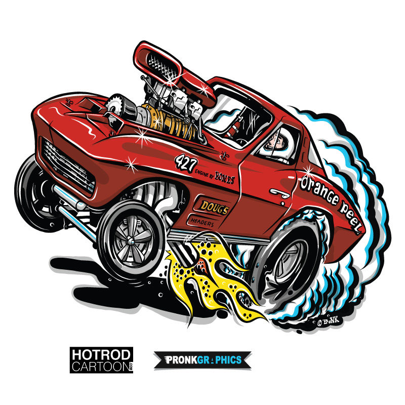 1963 Corvette Hot Rod Cartoon © Timothy Pronk - www.pronkgraphics.com