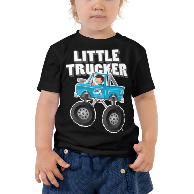 Little Trucker Blue Monster Truck Toddler Black T-Shirt
