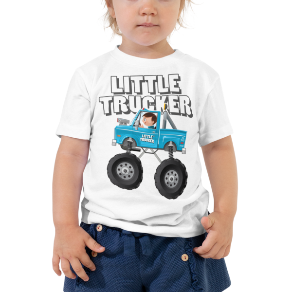 Little Trucker Blue Monster Truck Toddler White T-Shirt