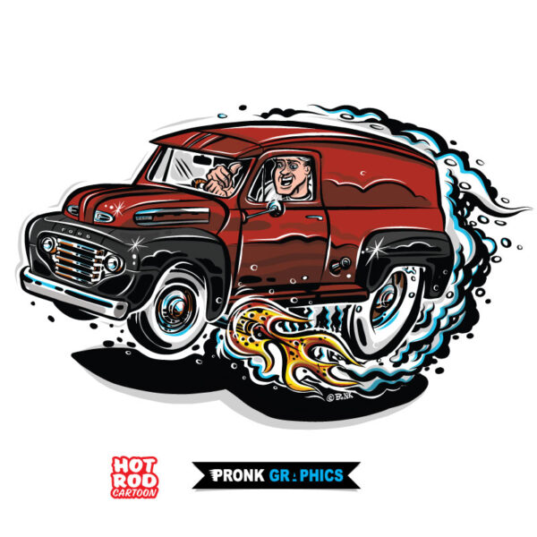 48 Ford Panel Truck Hot Rod Cartoon