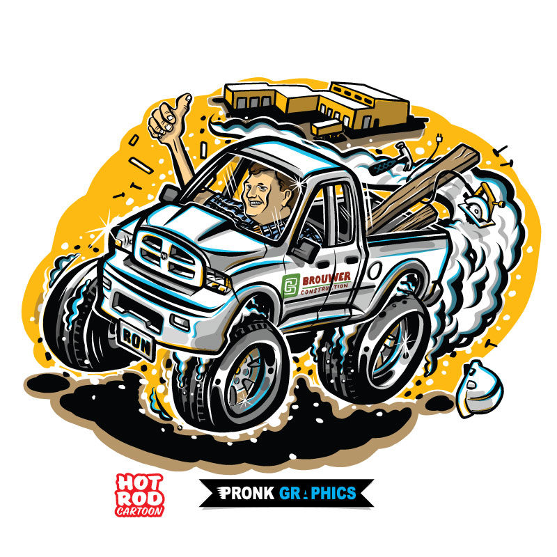 Dodge Pickup Truck Hot Rod Cartoon