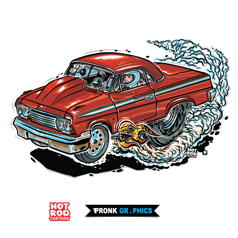 Vehicle Cartoon Commission - Hotrod Style | Pronk Graphics