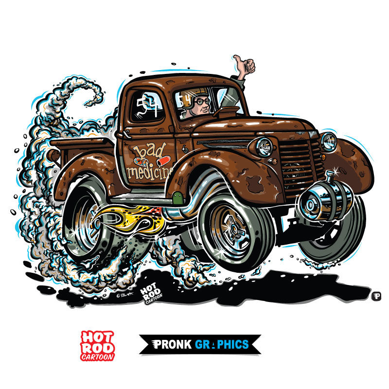 Shorty Chevy Pickup Hot Rod Cartoon ©Timothy Pronk - https://pronkgraphics.com/draw_my_vehicle