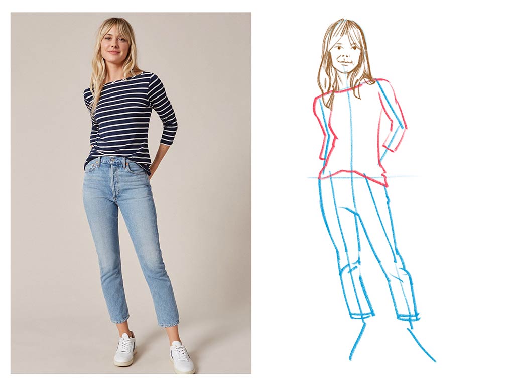 How to draw a female fashion pose 10