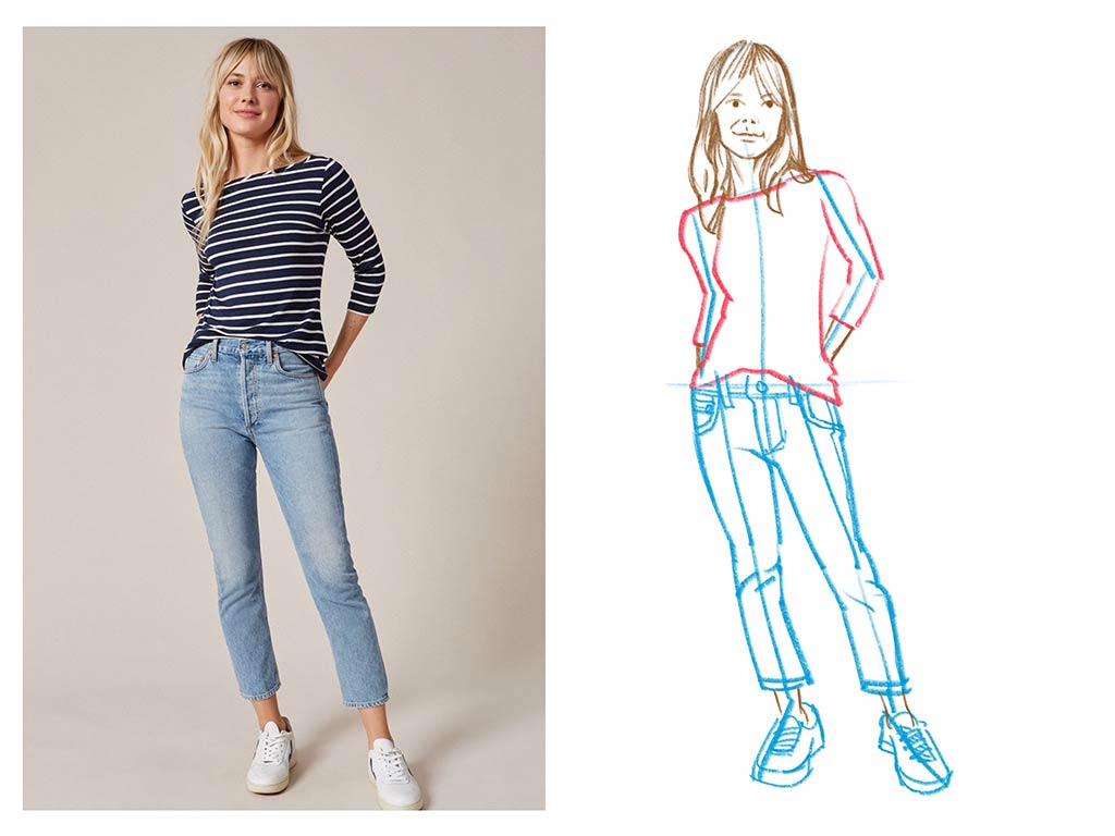 How to draw a female fashion pose 11
