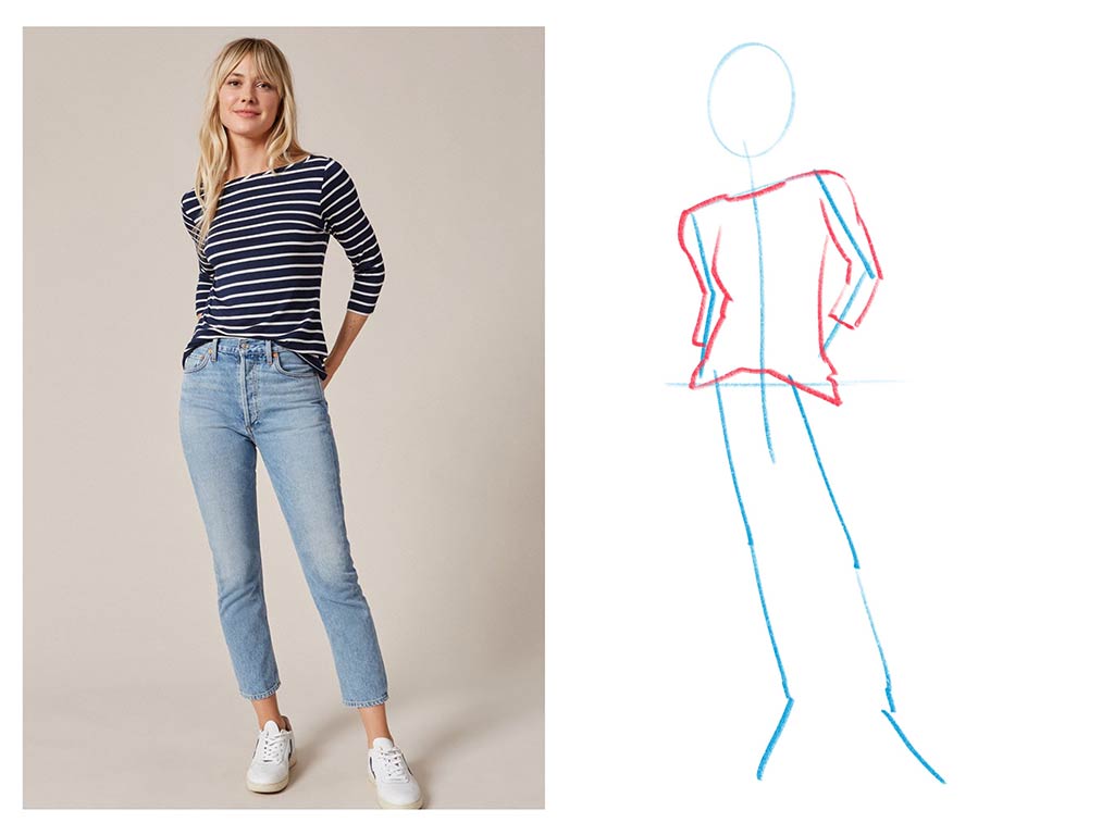 How to draw a female fashion pose 7