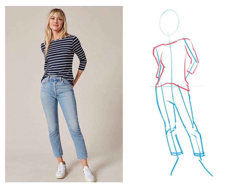 How to draw a female fashion pose 8