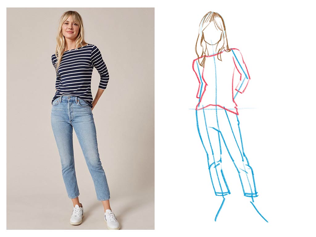 How to draw a female fashion pose 9