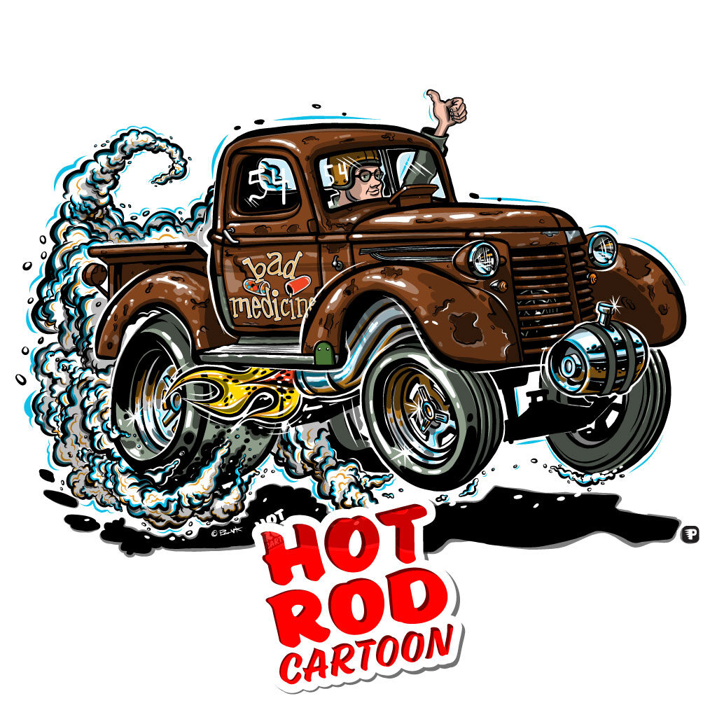 Hot Rod Cartoon Shorty Chevy Pickup Truck ©Timothy Pronk