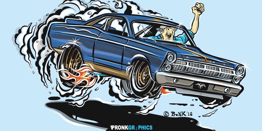 Ford Fairlane Hotrod Cartoon - © Timothy Pronk - www.pronkgraphics.com