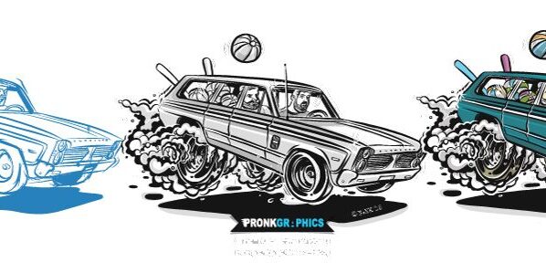1966 Plymouth Fury Hotrod Garage - Hotrod Cartoon Steps - © Timothy Pronk