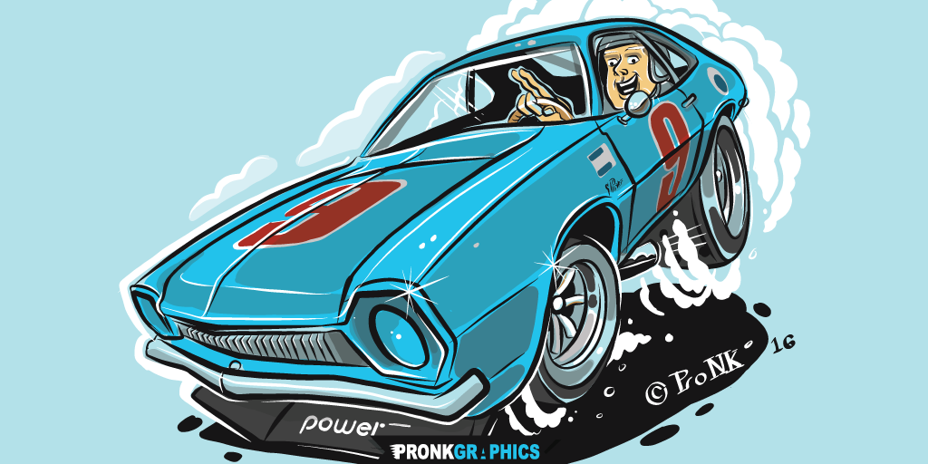 Ford Pinto Hotrod Cartoon ©Timothy Pronk