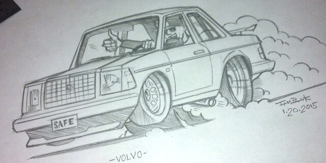 Hotrod Volvo 240 artwork